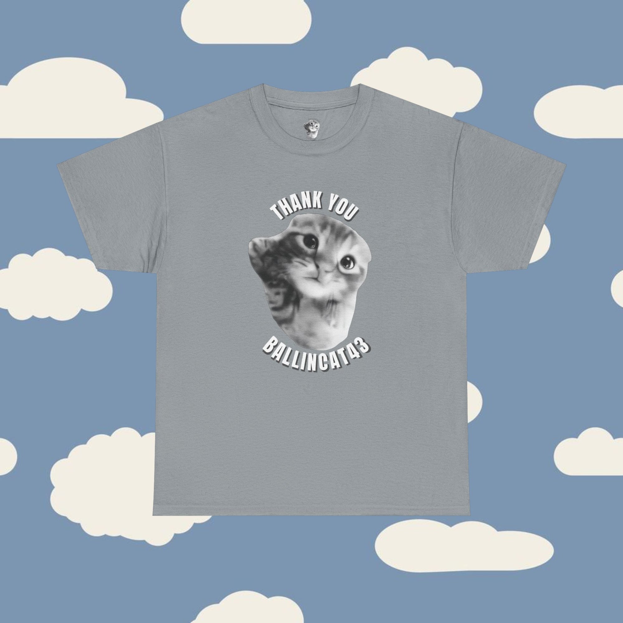 Thank You Ballincat43 Heavy cotton T-shirt Round Text (BLACK AND WHITE CAT)