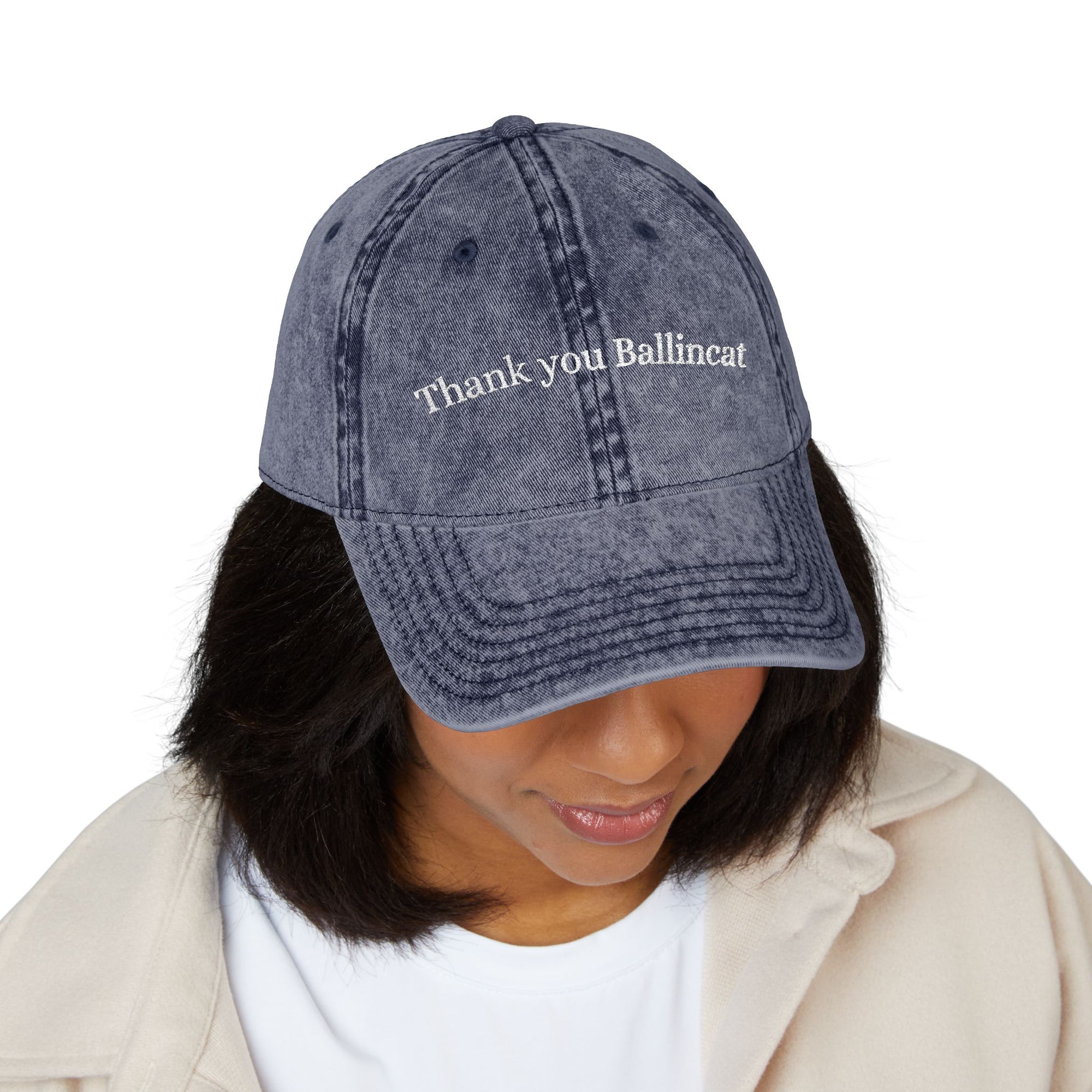 Vintage EMBROIDED Thank You Ballincat Hat