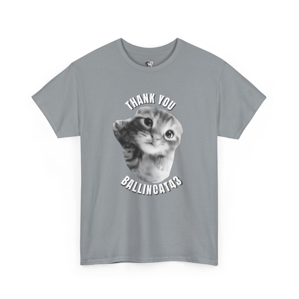 Thank You Ballincat43 Heavy cotton T-shirt Round Text (BLACK AND WHITE CAT)