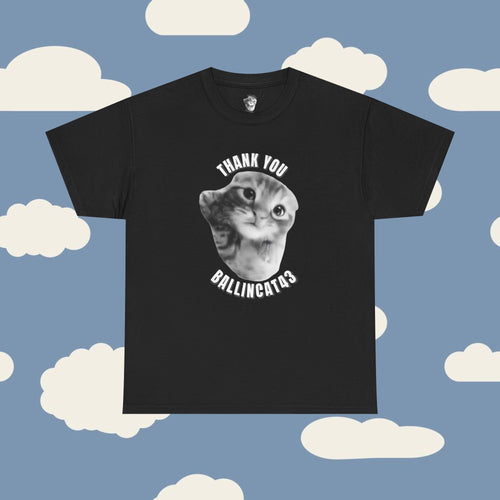 Thank You Ballincat43 Heavy cotton T-shirt Round Text (BLACK AND WHITE CAT)