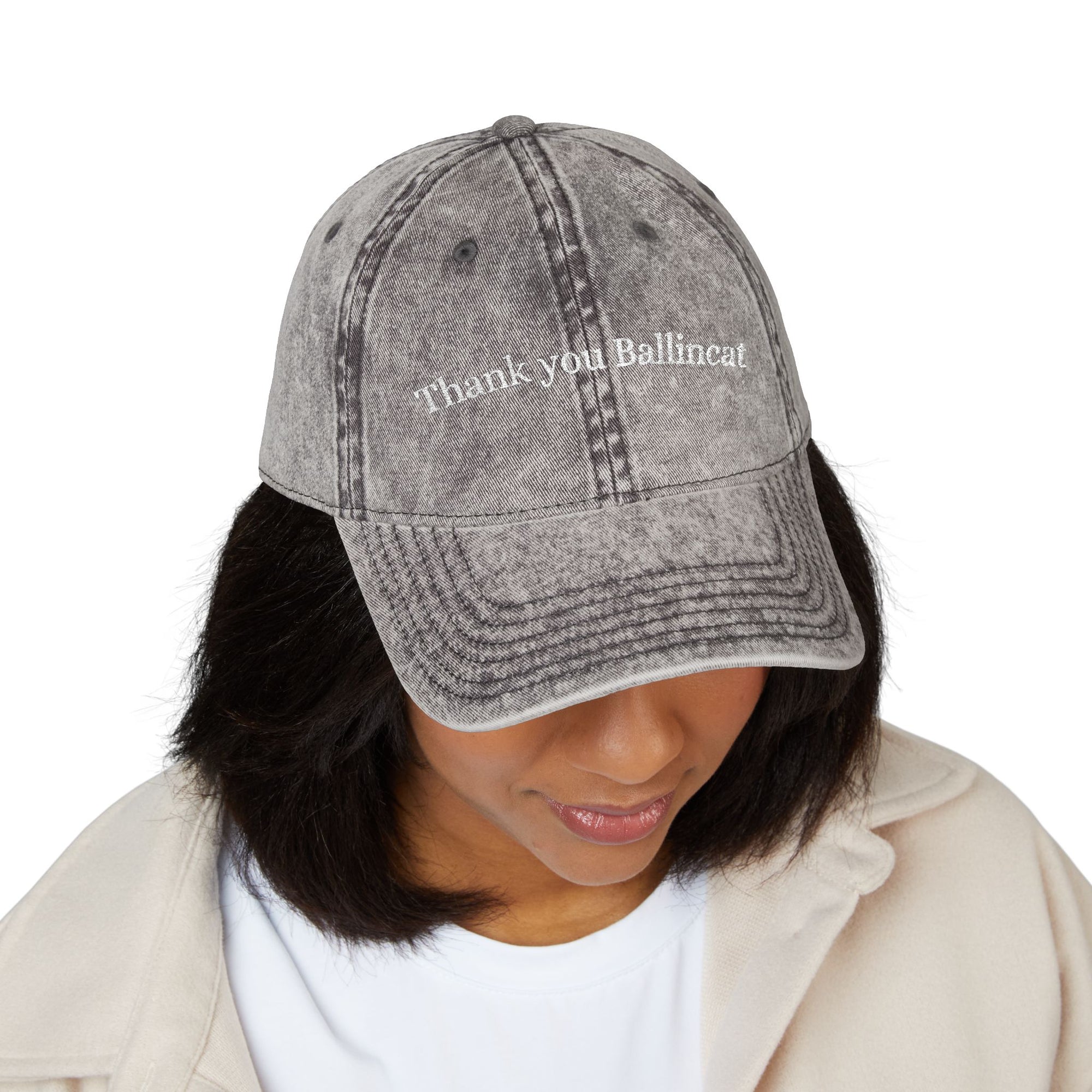 Vintage EMBROIDED Thank You Ballincat Hat