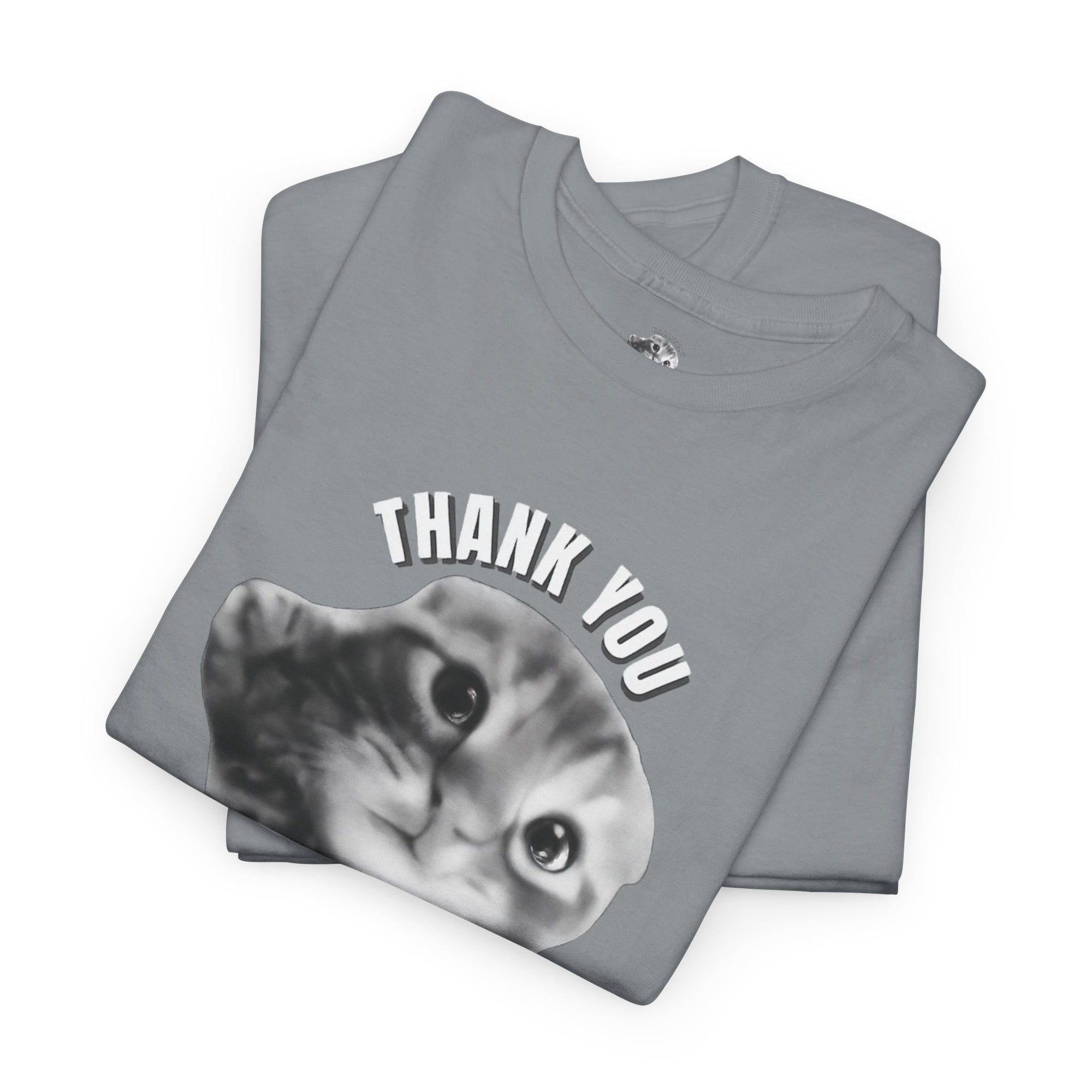 Thank You Ballincat43 Heavy cotton T-shirt Round Text (BLACK AND WHITE CAT)