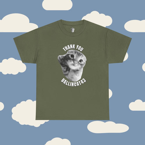 Thank You Ballincat43 Heavy cotton T-shirt Round Text (BLACK AND WHITE CAT)