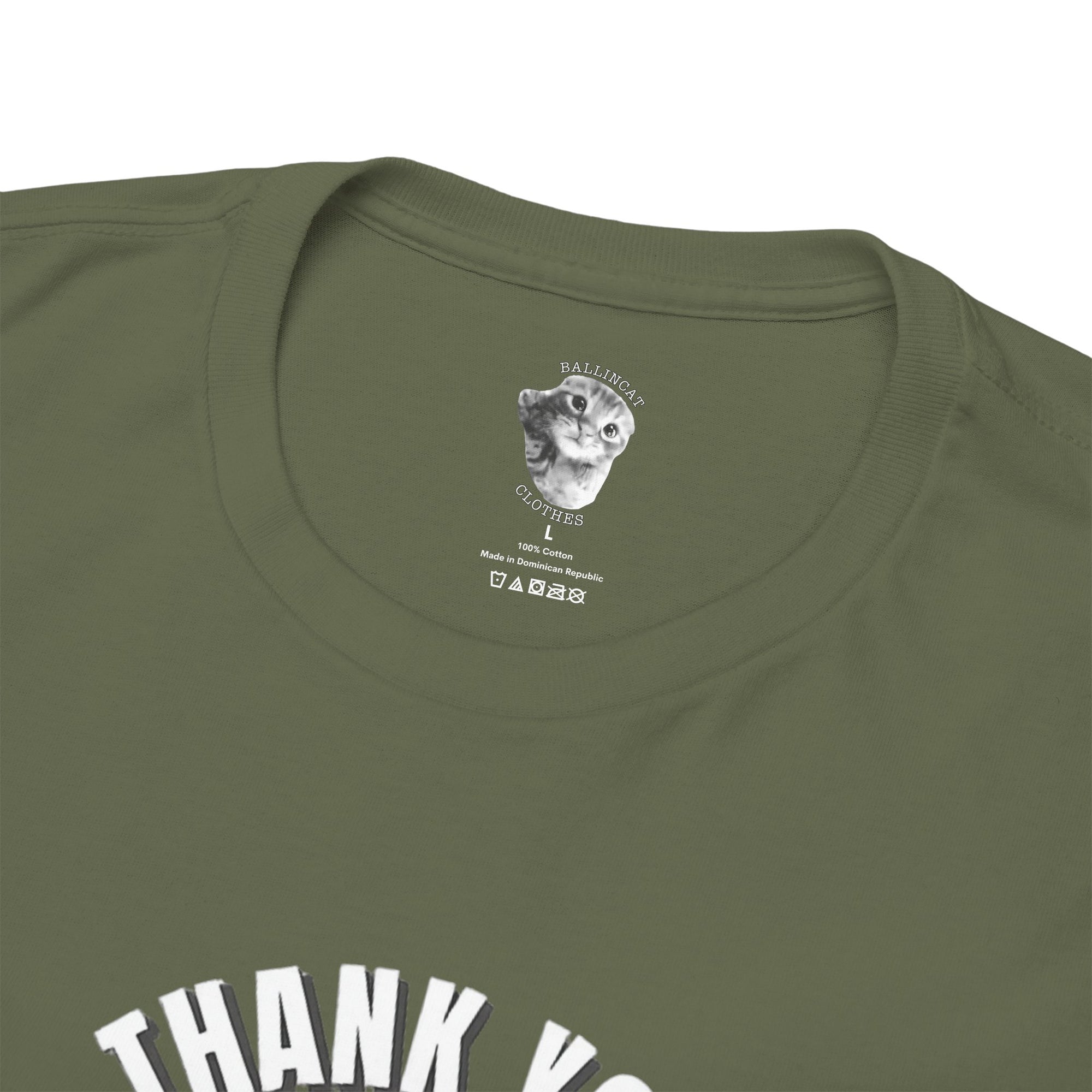 Thank You Ballincat43 Heavy cotton T-shirt Round Text (BLACK AND WHITE CAT)